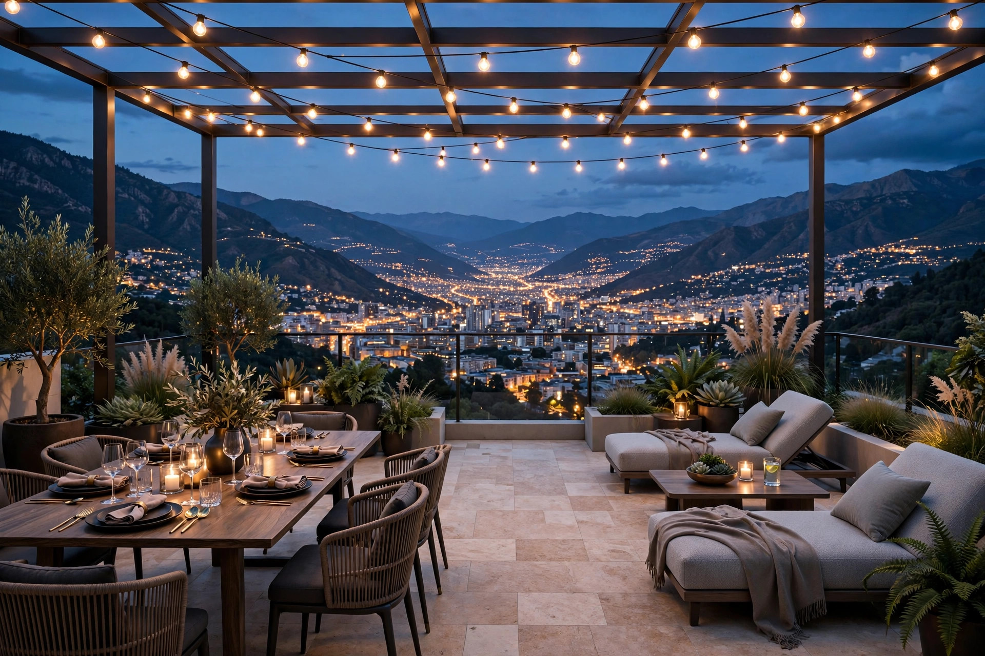 Terraza Mirador al atardecer